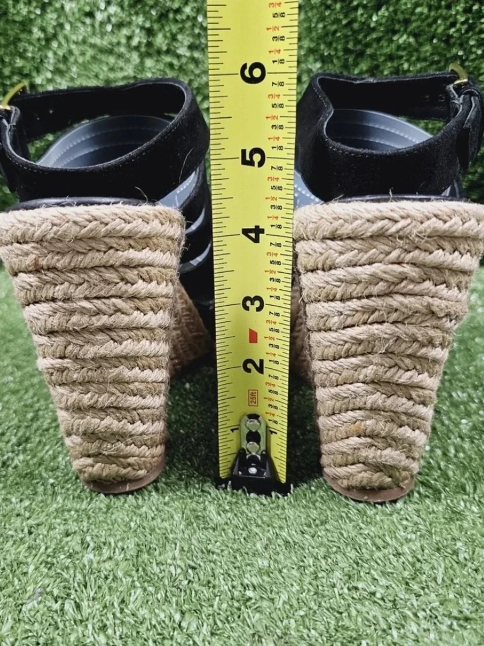 Tory Burch Bailey Black Suede Espadrille Wedge Sandal